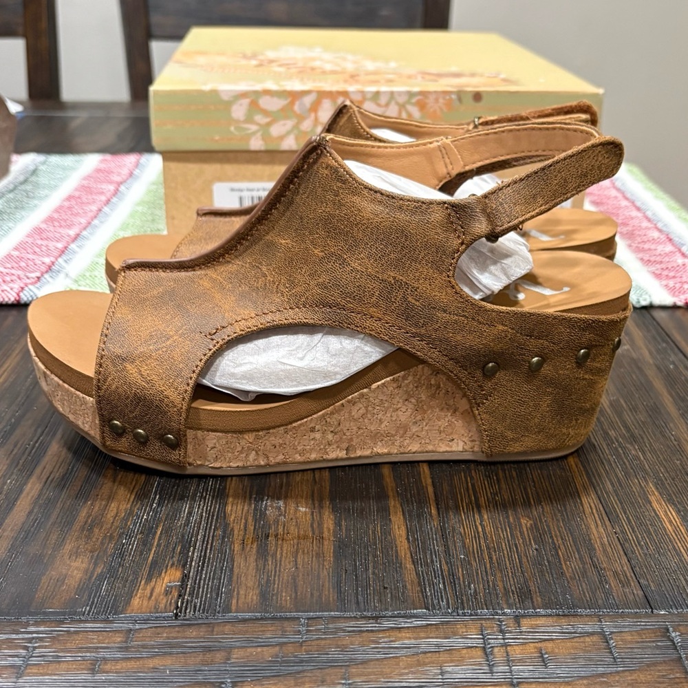 Liberty Tan Wedge Sandals